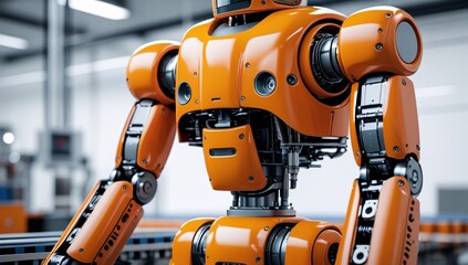robot, industrial plant, factory robot, droid, machinery, factory machinery, machinery, orange, electronics, technology, manufacture, inspection, repair, help, computer, program, alternative labor, st