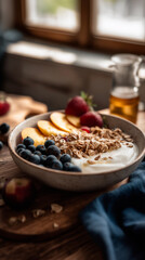 Rustic Breakfast with Granola and Fruit