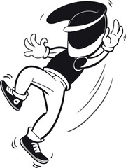 Black Jumping Person Silhouette Vector Doodle Art Illustration | Dynamic Motion Sketch | Energetic Figure, Fitness, and Athletic Activity Clipart Design