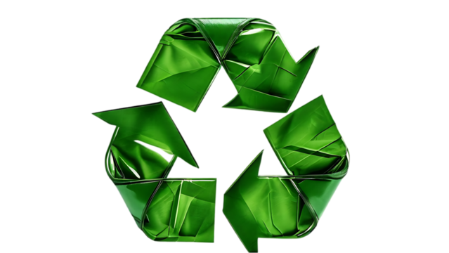 A green recycling symbol isolated on transparent background