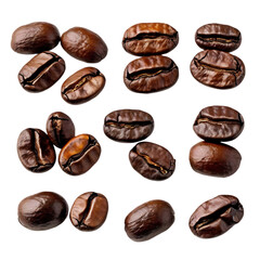Isolated coffee beans transparent background