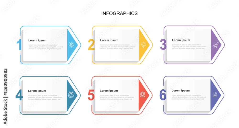 Fototapete Design template infographic element with 6 step columns. 