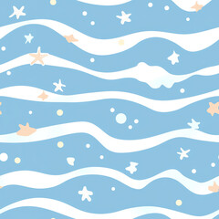 Colorful Waves and Sea Life Pattern