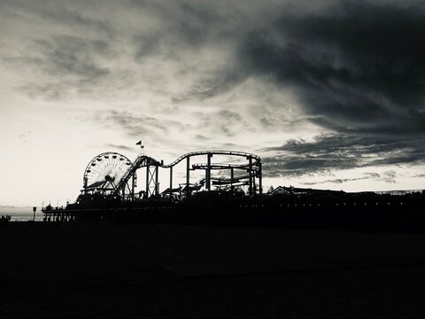 Pier at Dusk Black and White