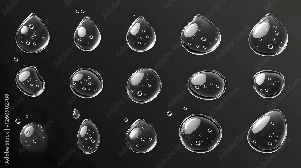 Aufkleber Isolated Transparent Water Drops Floating on Clean Minimalist Background  Elegant Serene and Captivating Macro Photography of Dew or Raindrops