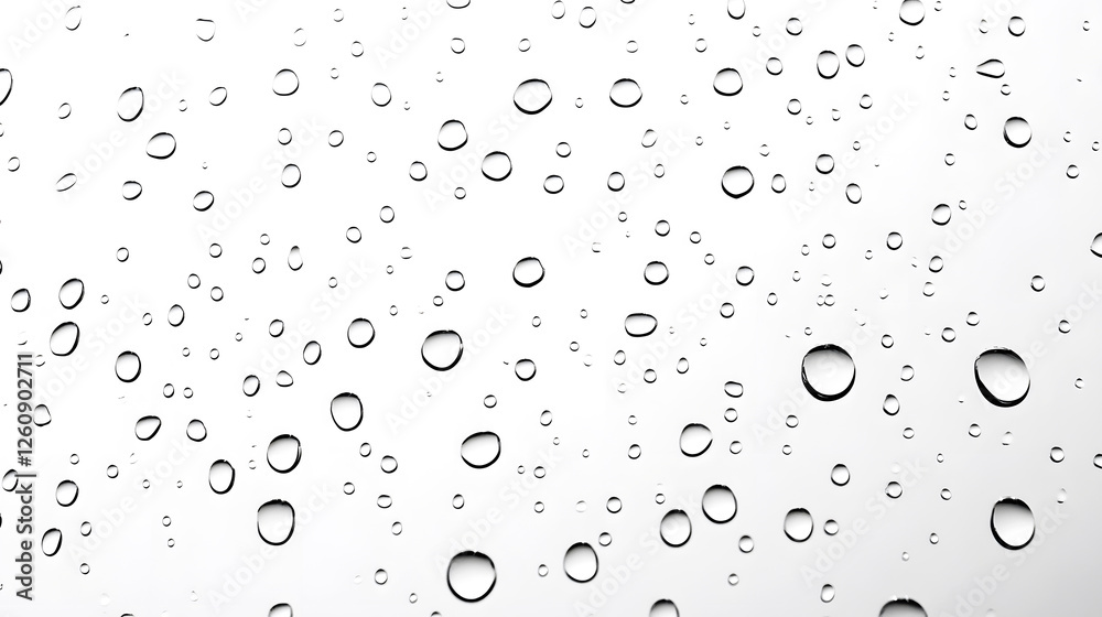 Aufkleber isolated transparent water drops forming a minimalistic and abstract reflective pattern on a clean w