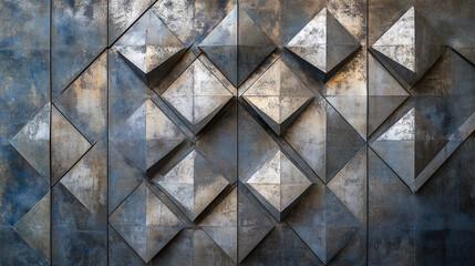 Textured geometric wall art with three-dimensional patterns in modern interior design