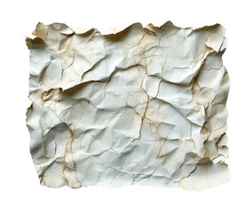 Crumpled paper texture white detail isolated on transparent background png