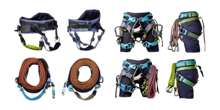 Various Climbing Harnesses and Ropes for Outdoor Adventurers