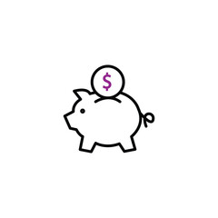 piggybank savings outline icon on white background