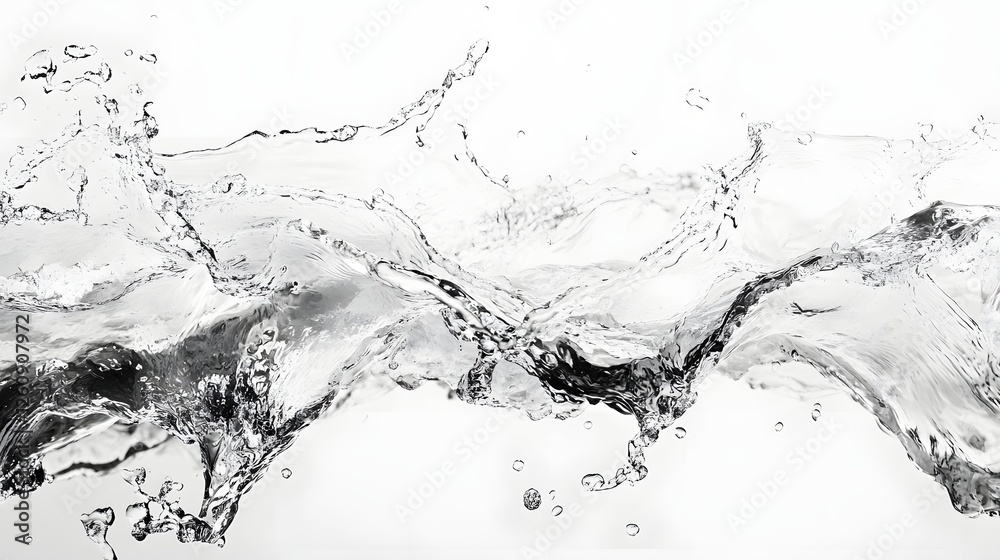 Poster Striking abstract image showcasing the dynamic movement and kinetic energy of water in a monochrome minimalist style  The fluid motion and organic swirling patterns create a sense of power force