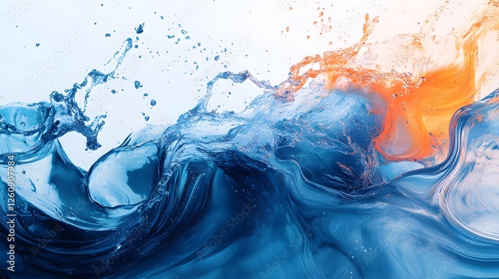 Poster Striking abstract fluid art with dynamic paint splashes and vibrant color explosion  Captivating digital artwork with kinetic energy color symphony and experimental digital medium