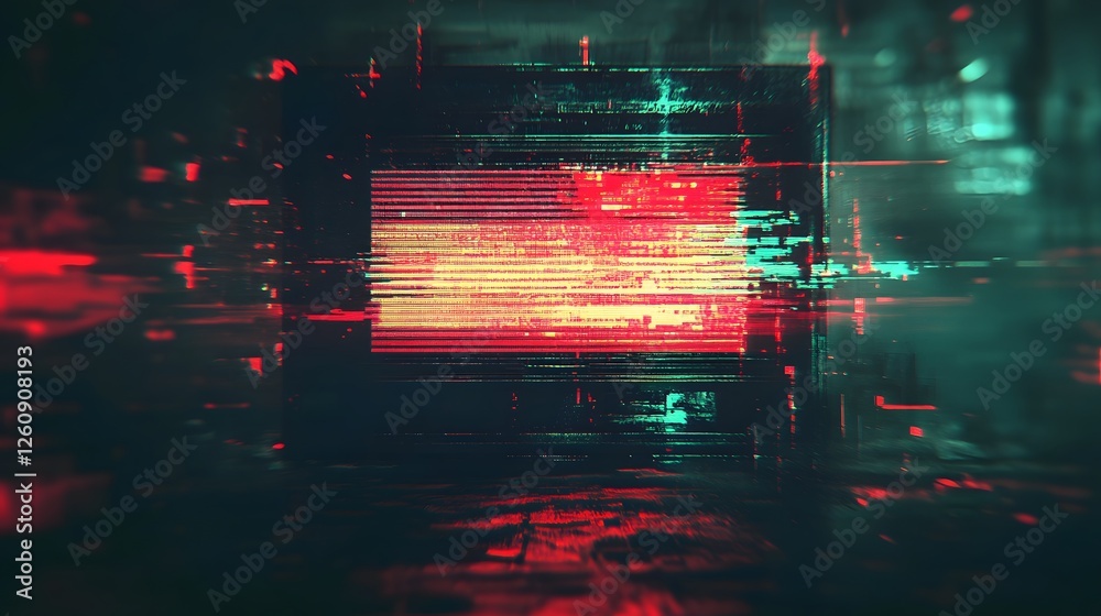 Poster Striking and captivating abstract digital background with a disruptive glitch effect featuring a futuristic neon lit techno inspired design with vibrant colors dynamic patterns