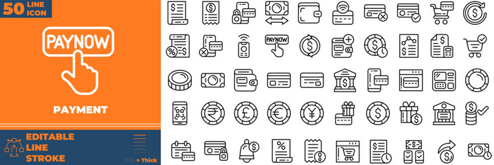 Payment Line Editable Icons set. Vector illustration in modern thin line style of payment icons: money, payment, finance, etc