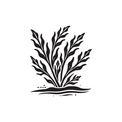 Black Color Kelp silhouette design Vector Illustration, Solid White Background (8).eps