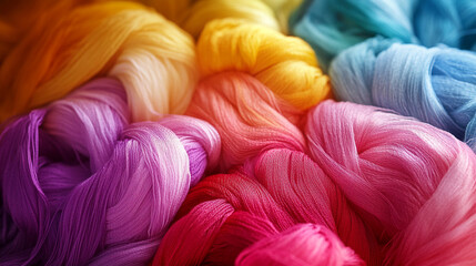 Colorful threads in vibrant hues arranged beautifully for crafting and textiles