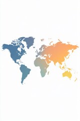Obraz premium Stylized world map illustrates global connections with a vibrant gradient, representing international cooperation and worldwide reach