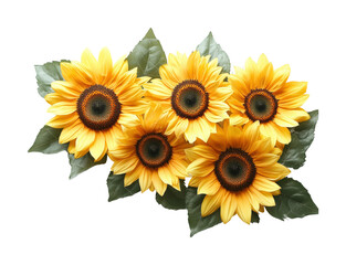 Naklejka premium Sunflower bouquet nature floral bright isolated on transparent background png