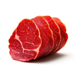 Fototapeta premium Freshly Sliced Red Meat on White Background for Culinary Use