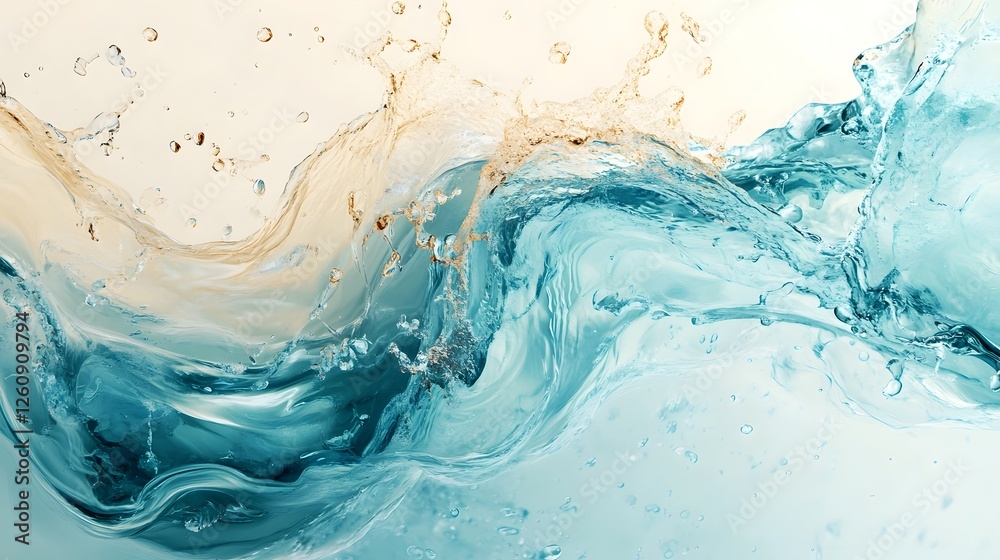 Aufkleber Stunning abstract background with dynamic blue liquid flow organic swirls and mesmerizing movement  The image features a beautiful calming and serene natural water texture with a transparent