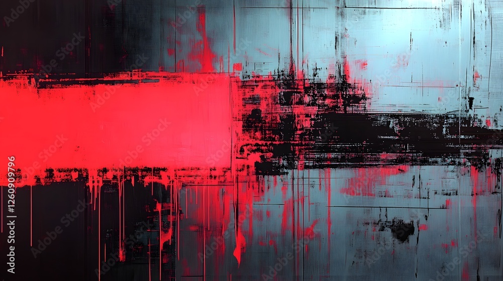 Poster Stunning abstract art composition featuring a dynamic blend of vibrant colors geometric patterns and digital glitch distortion effects creating a visually captivating and contemporary design