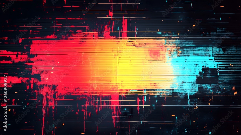 Leinwandbilder Stunning abstract digital art composition featuring a vibrant glitch effect neon color gradients dynamic motion trails and futuristic pixel textures  This high definition