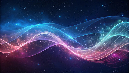 Obraz premium Abstract wave lines pattern dynamic colorful light flowing isolated on a black background.