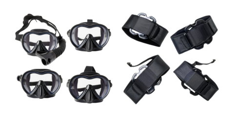 Sets of Scuba Diving Masks and Snorkels for Underwater Exploration