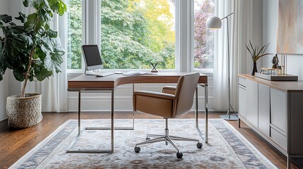 Modern Home Office Workspace Near Window