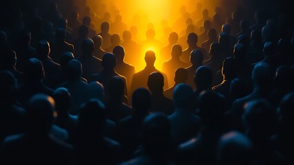 Group small round orange figures standing out from Amongst Others in Dark