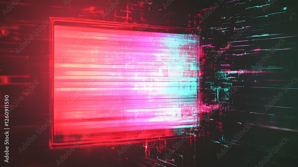 Leinwandbilder stunning digital abstract composition featuring a dynamic blend of vivid neon colors glitch inspired