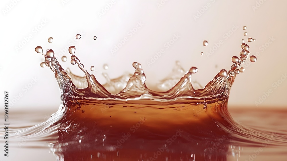 Poster Stunning image of a dynamic splash of water droplets in motion creating a fluid abstract and composition on a reflective surface  This captivating visual showcases the beauty and energy of water