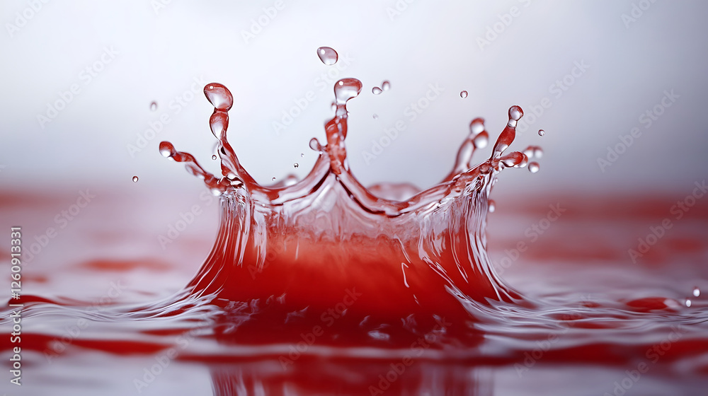 Aufkleber Stunning image showcasing a vibrant red splash of liquid in dynamic motion against a clean white background creating a captivating and visually striking abstract composition