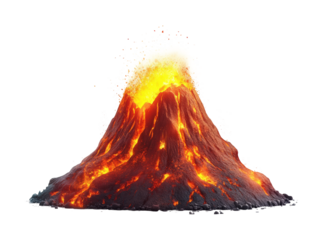 Eruption of volcano nature isolated on transparent background png