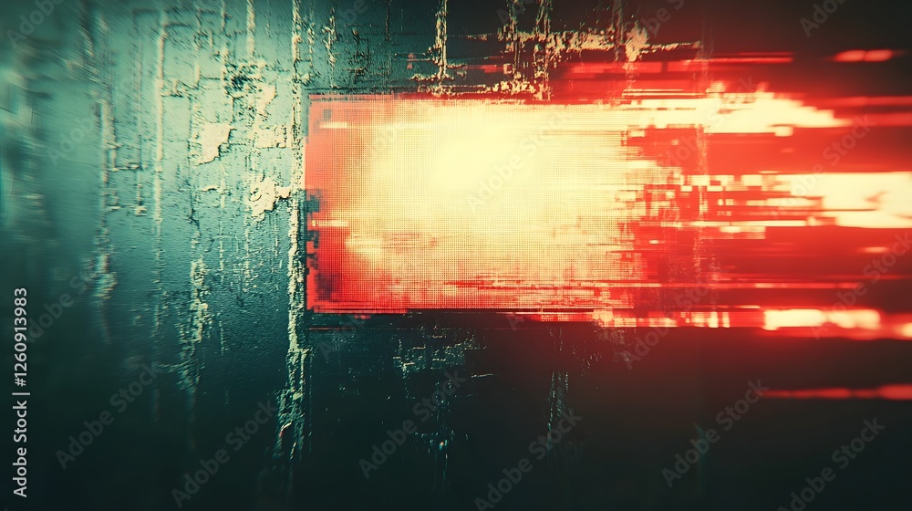 Poster Surreal and dreamlike digital abstract art with glitched distortion warped textures and vibrant kaleidoscopic patterns