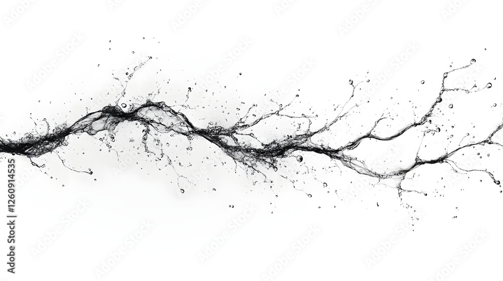 Fototapete Surreal image depicting abstract organic tree branches shattering and disintegrating in a fluid dynamic motion creating a chaotic disrupted and fragmented visual effect  The monochromatic