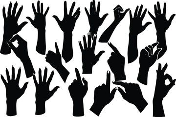 Hand Gesture Silhouettes Vector Various Signs and Symbols Illustration