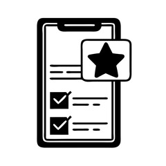 Featured product icon with checklist, checkmarks, and a star for highlight promotions
