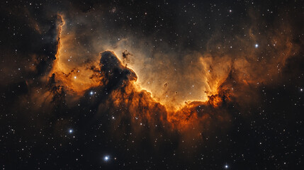 Fototapeta premium Cosmic nebula illuminated by distant stars in a dark sky full of mysteries and wonders