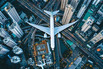 Fototapeta premium International transportation air and road in the evening