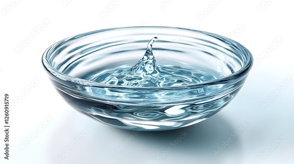 Poster tranquil water splash in glass bowl reflecting movement and calmness abstract minimalist nature imag