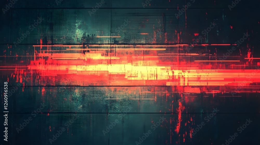 Poster Vibrant abstract fiery explosion of light and energy in a dynamic futuristic digital graphics background  Glowing neon colors luminous rays and intense wave patterns create a powerful