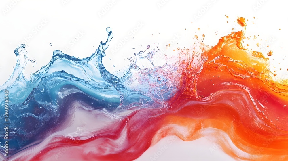 Poster Vibrant Abstract Fluid Art with Splashing Color Dynamics and Energetic Motion   Expressive Digital Painting with Flowing Liquid Textures and Chaotic Brush Strokes
