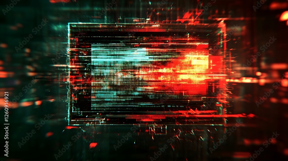 Poster Vibrant and captivating abstract digital art background with glitch and fractal patterns creating a futuristic experimental and dynamic visual effect