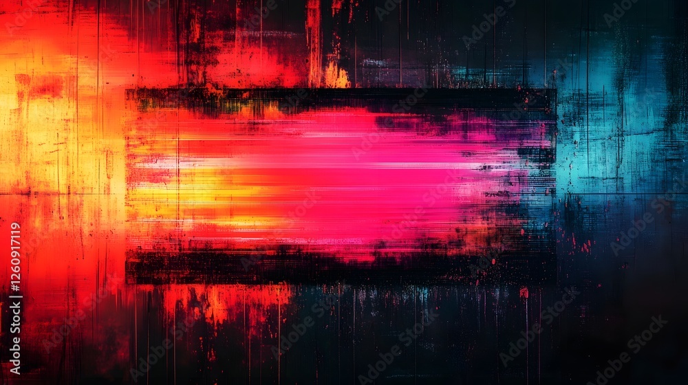 Poster vibrant and captivating abstract digital painting featuring a dynamic composition of intense colors 
