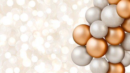 Christmas Ornaments Against Sparkling Lights