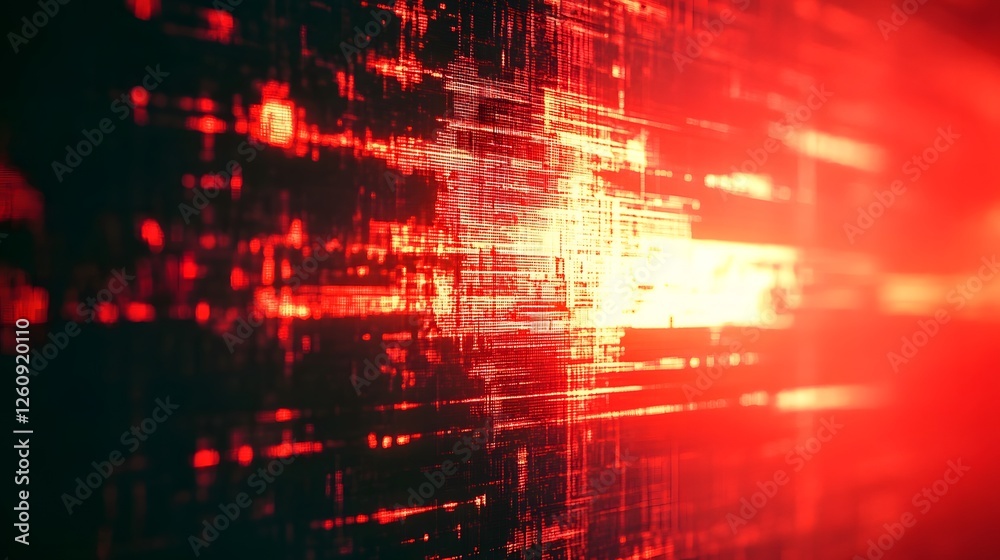 Leinwandbilder vibrant and dynamic digital abstract background featuring an explosive burst of fiery red electromag