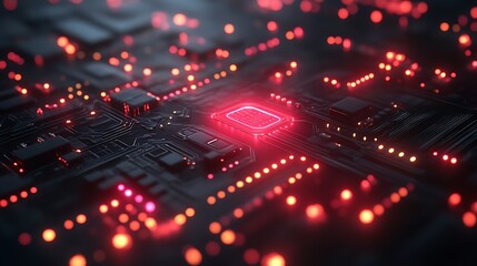 Fototapeta premium Illuminated Circuit Board Central Processing Unit