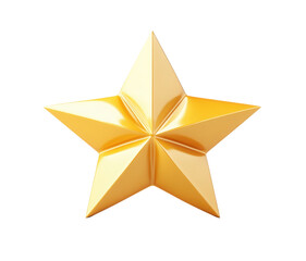 Fototapeta premium Shining golden star with sharp edges and reflective surface isolated on transparent background. PNG. Front view