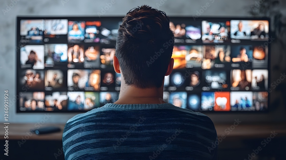 Poster young professional man deeply engrossed in browsing digital content information research or study ma